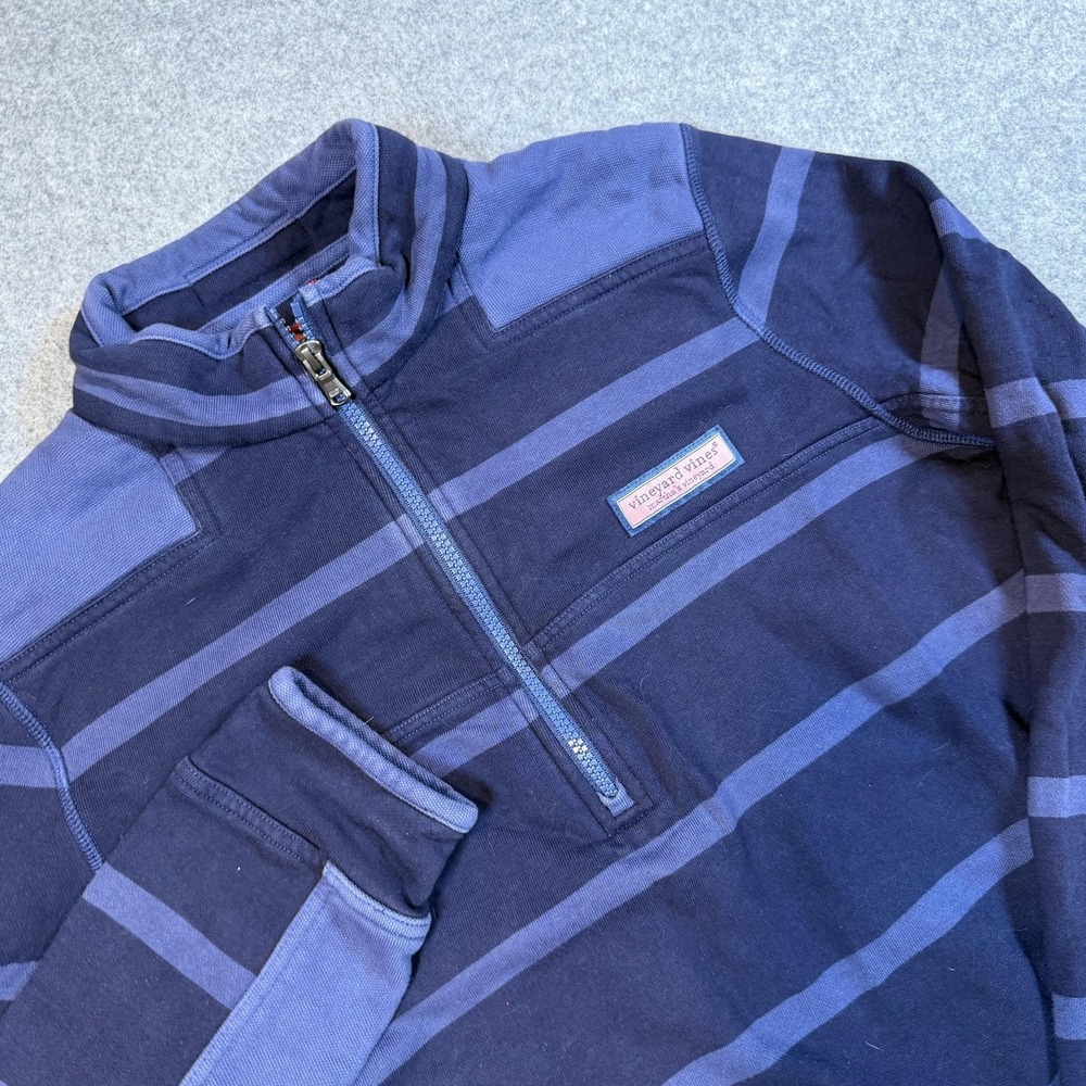 Vineyard Vines Sweatshirt Mens XS Blue Striped 1/4 Zip Knit Pullover Shep Shirt